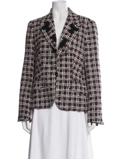 Pre-owned Escada Wool Plaid Print Blazer In Multi