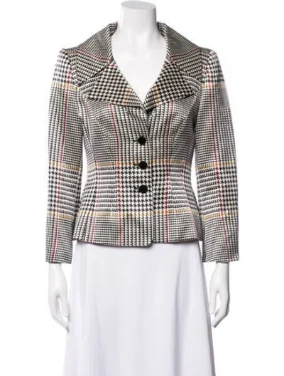 Pre-owned Escada Wool Plaid Print Blazer In Multicolor