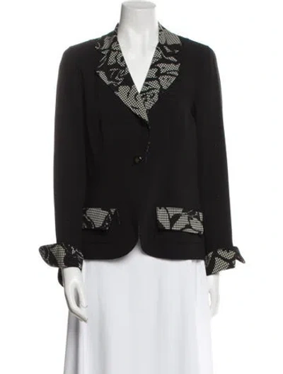 Pre-owned Escada Wool Plaid Print Evening Jacket In Black