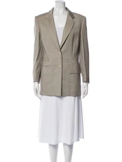 Pre-owned Escada Wool Plaid Print Pantsuit In Neutral