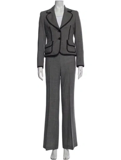 Pre-owned Escada Wool Polka Dot Print Pantsuit In Black