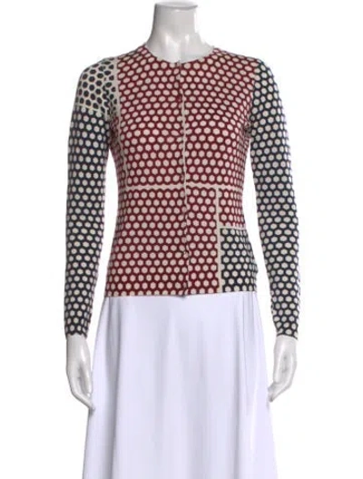 Pre-owned Escada Wool Polka Dot Print Sweater In Burgundy