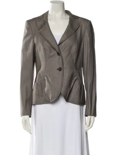 Pre-owned Escada Wool Printed Blazer In Brown