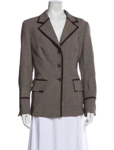 Pre-owned Escada Wool Printed Blazer In White