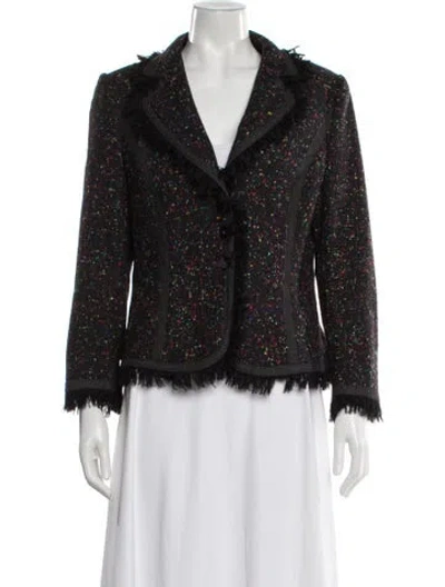 Pre-owned Escada Wool Printed Evening Jacket In Gray