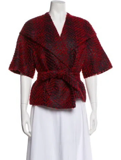 Pre-owned Escada Wool Printed Evening Jacket In Red