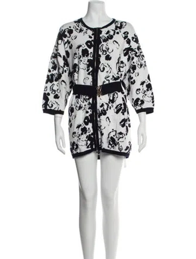 Pre-owned Escada Wool Printed Sweater In White