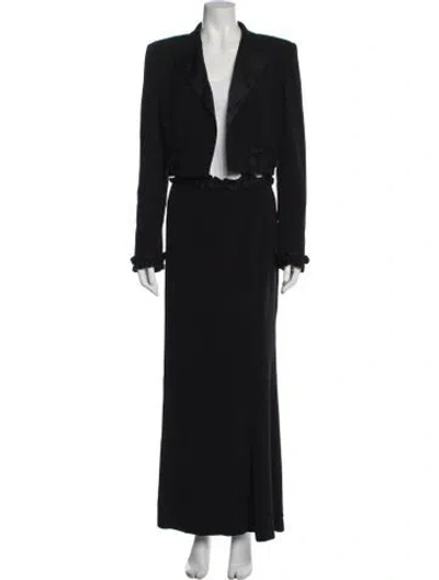 Pre-owned Escada Wool Ruffle Embellishment Skirt Suit In Black