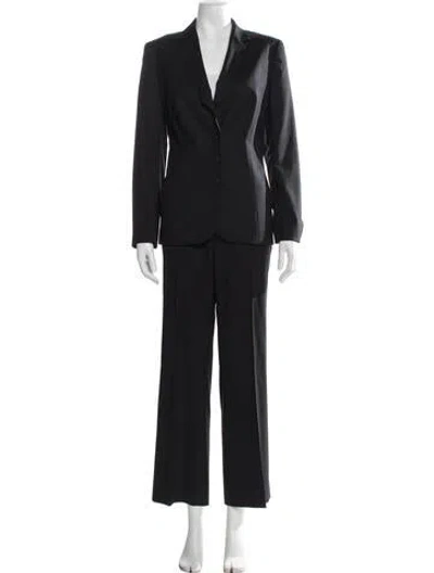 Pre-owned Escada Wool Scalloped Accent Pantsuit In Black