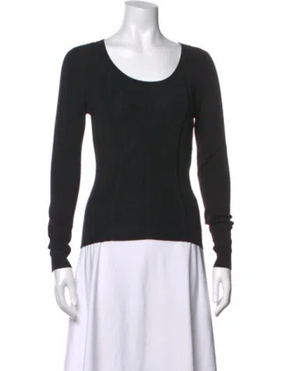 Pre-owned Escada Wool Scoop Neck Top In Black