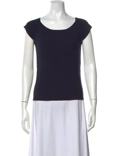 Pre-owned Escada Wool Scoop Neck Top In Blue
