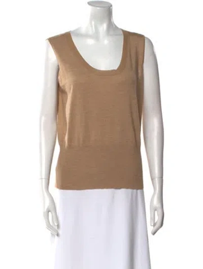 Pre-owned Escada Wool Scoop Neck Top In Neutral