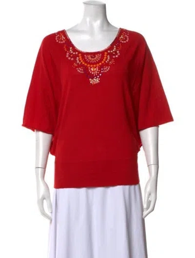 Pre-owned Escada Wool Scoop Neck Top In Red
