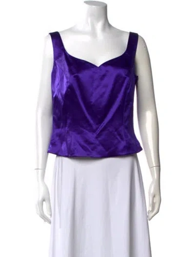 Pre-owned Escada Wool Scoop Neck Top W/ Tags In Purple