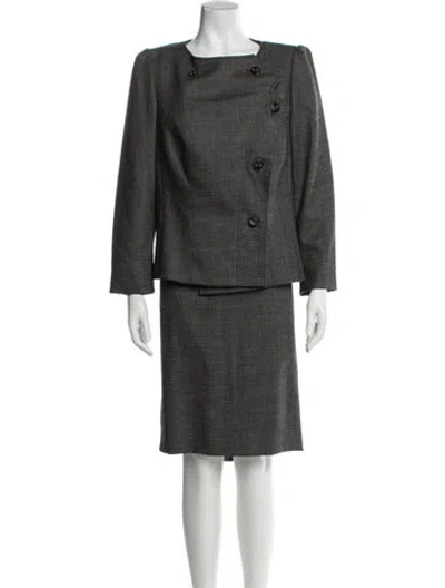Pre-owned Escada Wool Skirt Suit In Gray