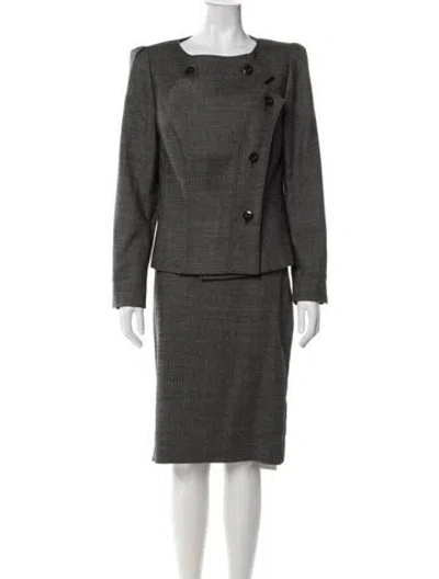 Pre-owned Escada Wool Skirt Suit In Gray