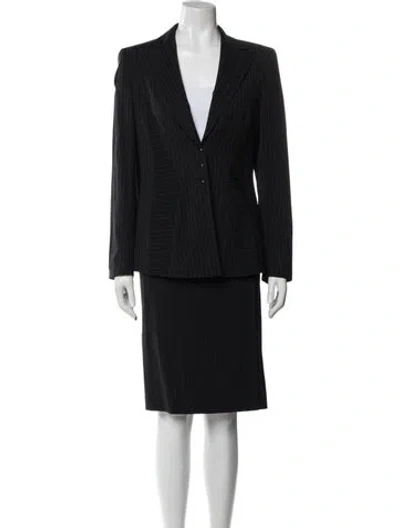 Pre-owned Escada Wool Skirt Suit W/ Tags In Black
