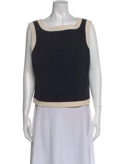 Pre-owned Escada Wool Square Neckline Top In Black