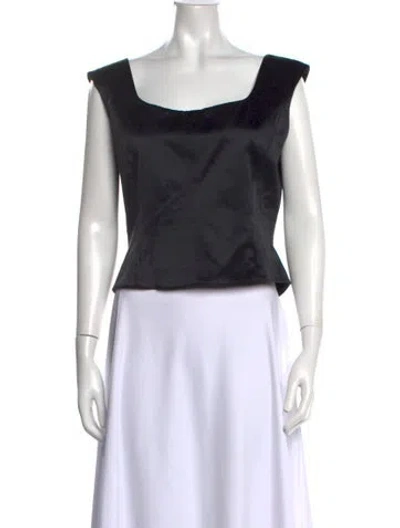 Pre-owned Escada Wool Square Neckline Top In Black