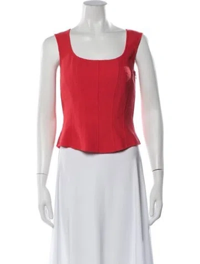 Pre-owned Escada Wool Square Neckline Top In Red