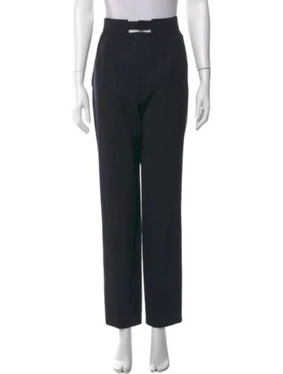 Pre-owned Escada Wool Straight Leg Pants In Black