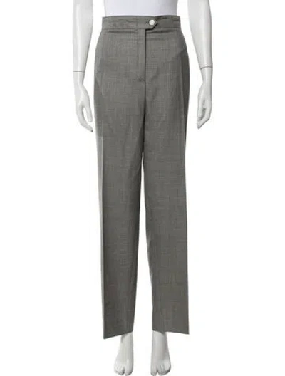 Pre-owned Escada Wool Straight Leg Pants In Gray