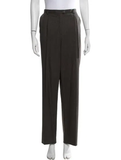 Pre-owned Escada Wool Straight Leg Pants In Green