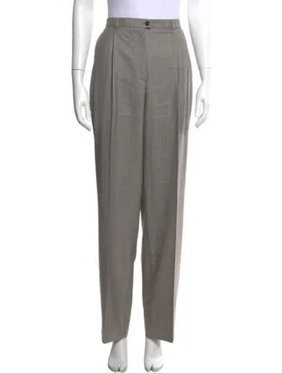 Pre-owned Escada Wool Straight Leg Pants In Grey