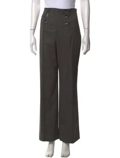 Pre-owned Escada Wool Straight Leg Pants In Grey