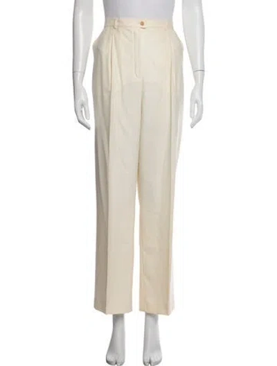 Pre-owned Escada Wool Straight Leg Pants In Neutrals