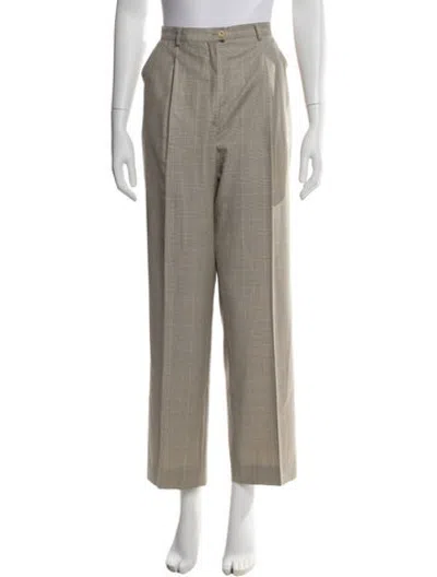 Pre-owned Escada Wool Straight Leg Pants In Neutrals