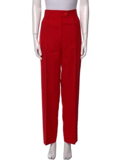 Pre-owned Escada Wool Straight Leg Pants In Red