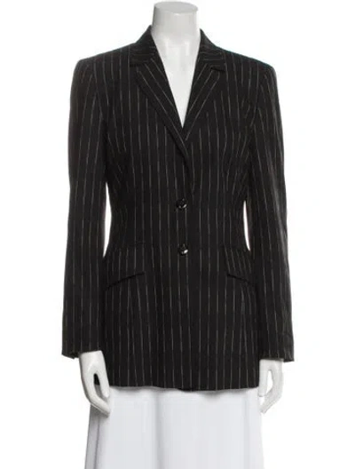 Pre-owned Escada Wool Striped Blazer In Black