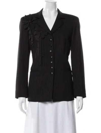Pre-owned Escada Wool Striped Blazer In Black