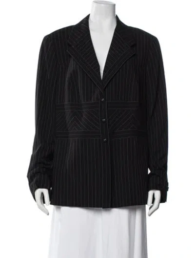 Pre-owned Escada Wool Striped Blazer In Black