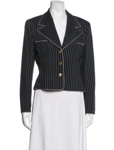 Pre-owned Escada Wool Striped Blazer In Black