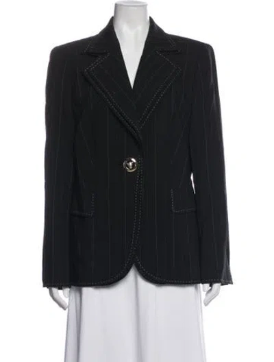 Pre-owned Escada Wool Striped Blazer In Black
