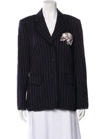 Pre-owned Escada Wool Striped Blazer In Blue