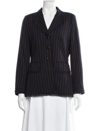 Pre-owned Escada Wool Striped Blazer In Blue