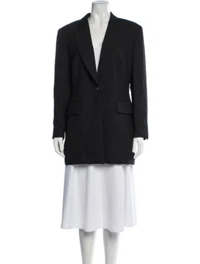 Pre-owned Escada Wool Striped Blazer In Blue