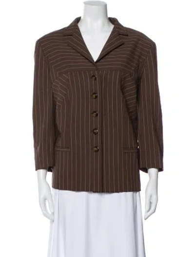 Pre-owned Escada Wool Striped Blazer In Brown