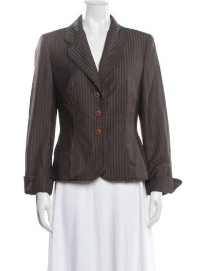 Pre-owned Escada Wool Striped Blazer In Brown