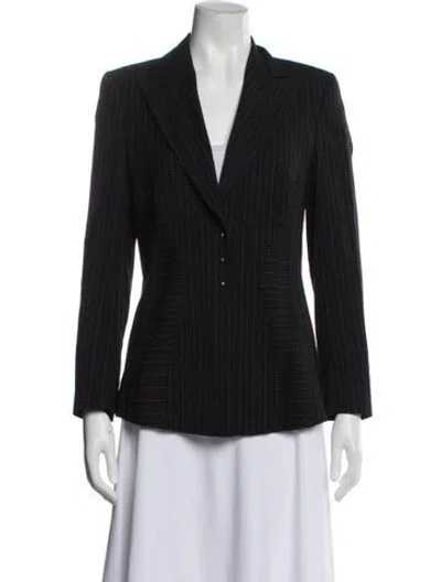 Pre-owned Escada Wool Striped Blazer In Gray