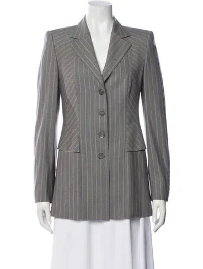 Pre-owned Escada Wool Striped Blazer In Gray