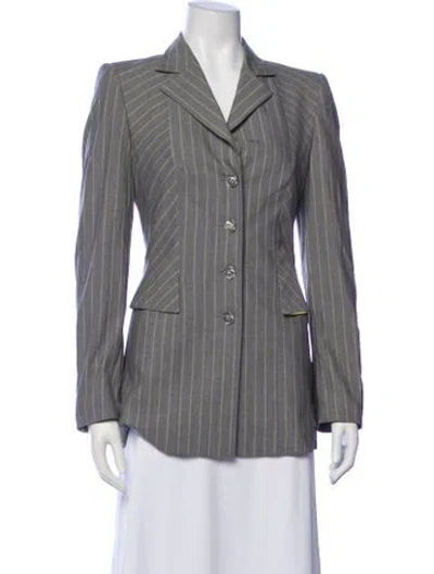 Pre-owned Escada Wool Striped Blazer In Gray