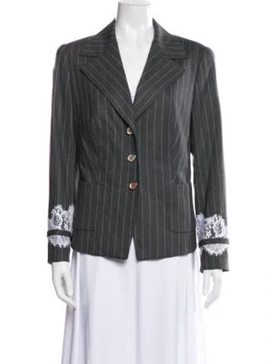 Pre-owned Escada Wool Striped Blazer In Gray
