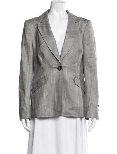 Pre-owned Escada Wool Striped Blazer In Gray