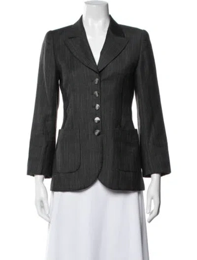 Pre-owned Escada Wool Striped Blazer In Grey