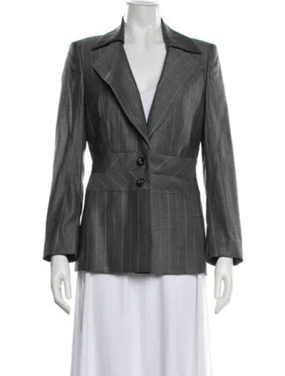 Pre-owned Escada Wool Striped Blazer In Grey