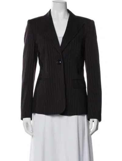 Pre-owned Escada Wool Striped Blazer In Purple